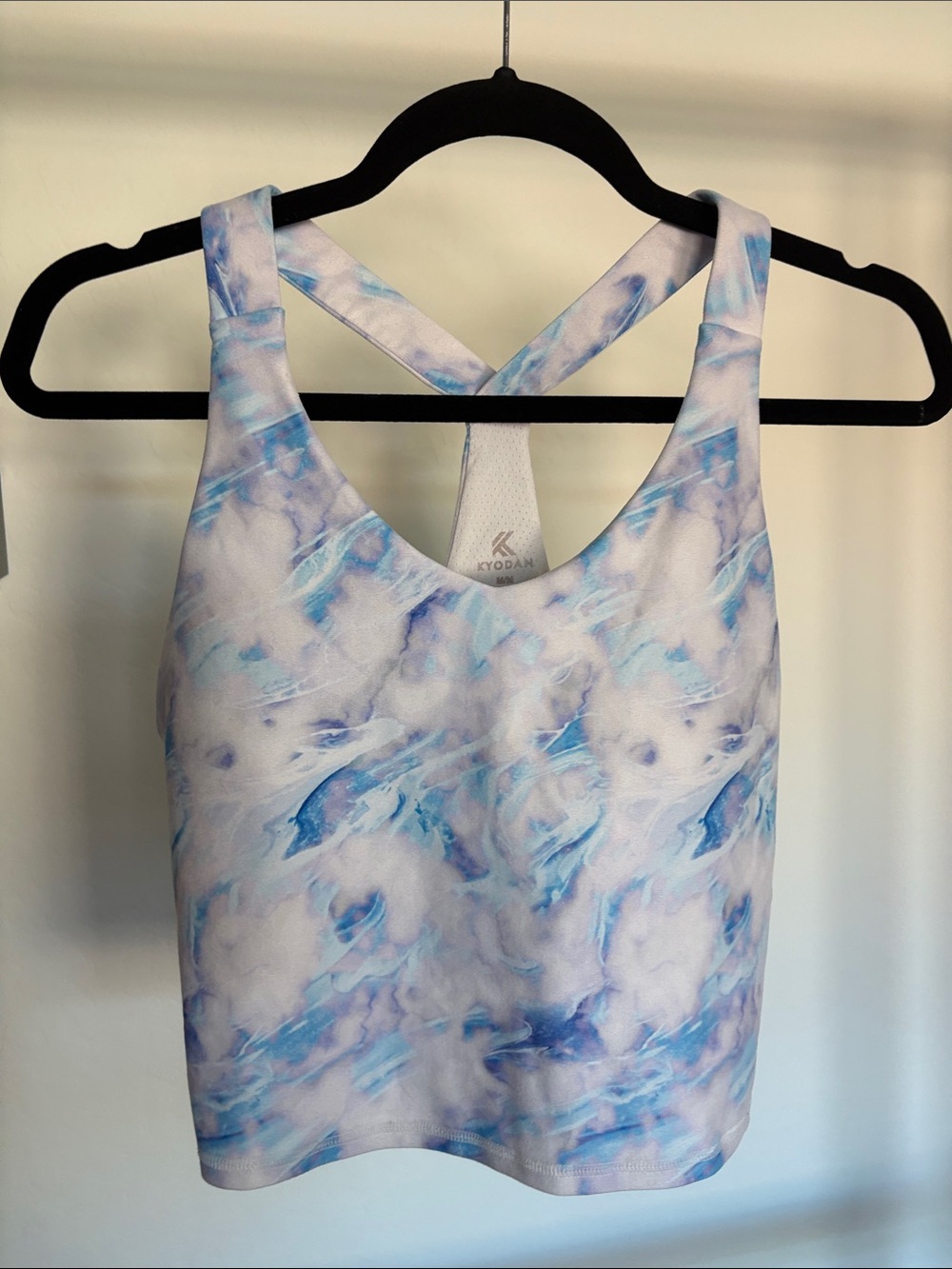 Kyodan Marble-Print Blue & White Sports Bra Crop Top